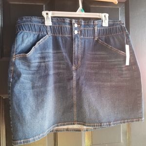 Paper bag denim skirt